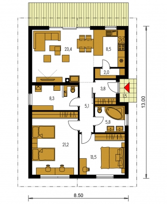 Grundriss des Erdgeschosses - BUNGALOW 227